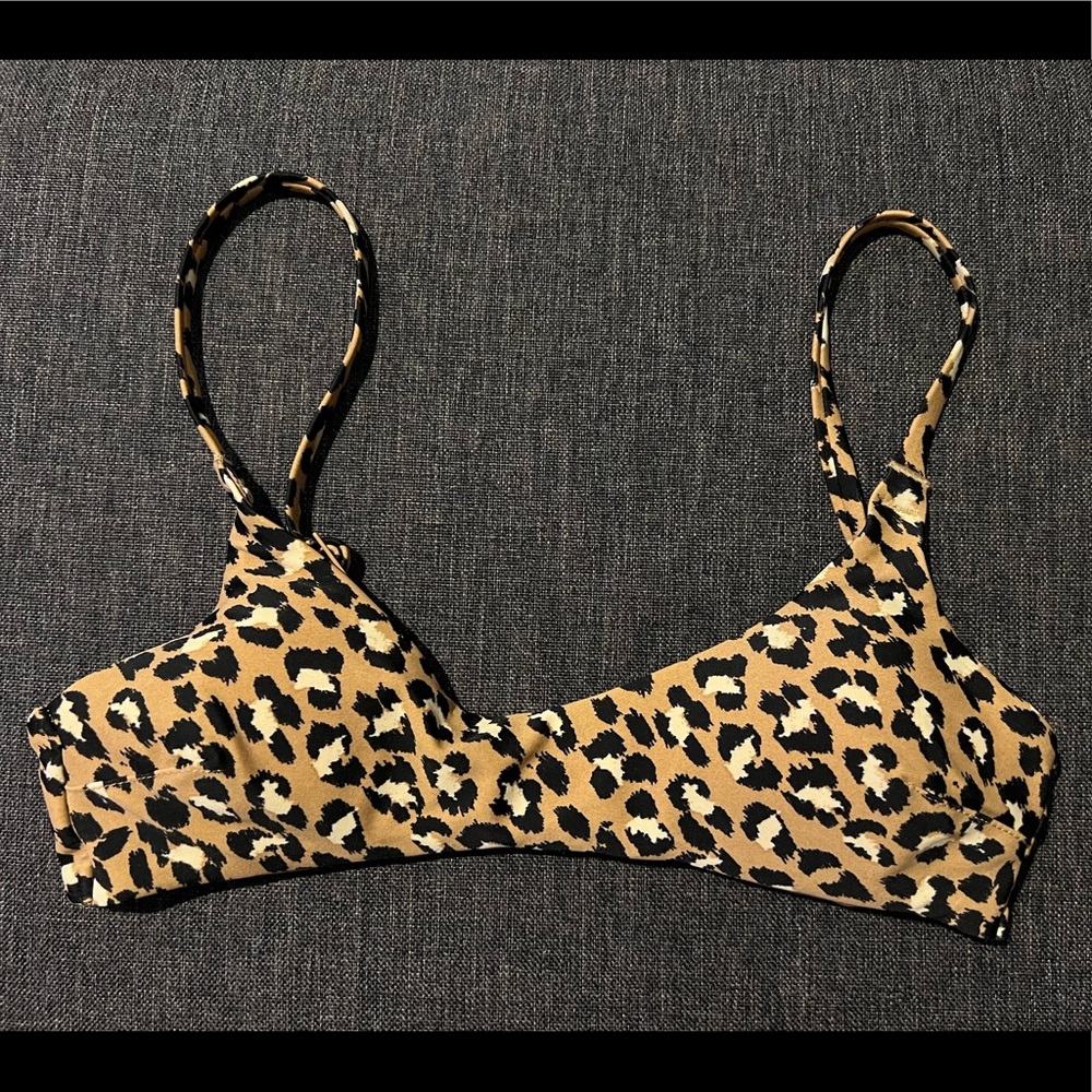 Aerie Leopard Scoopneck Bikini Top